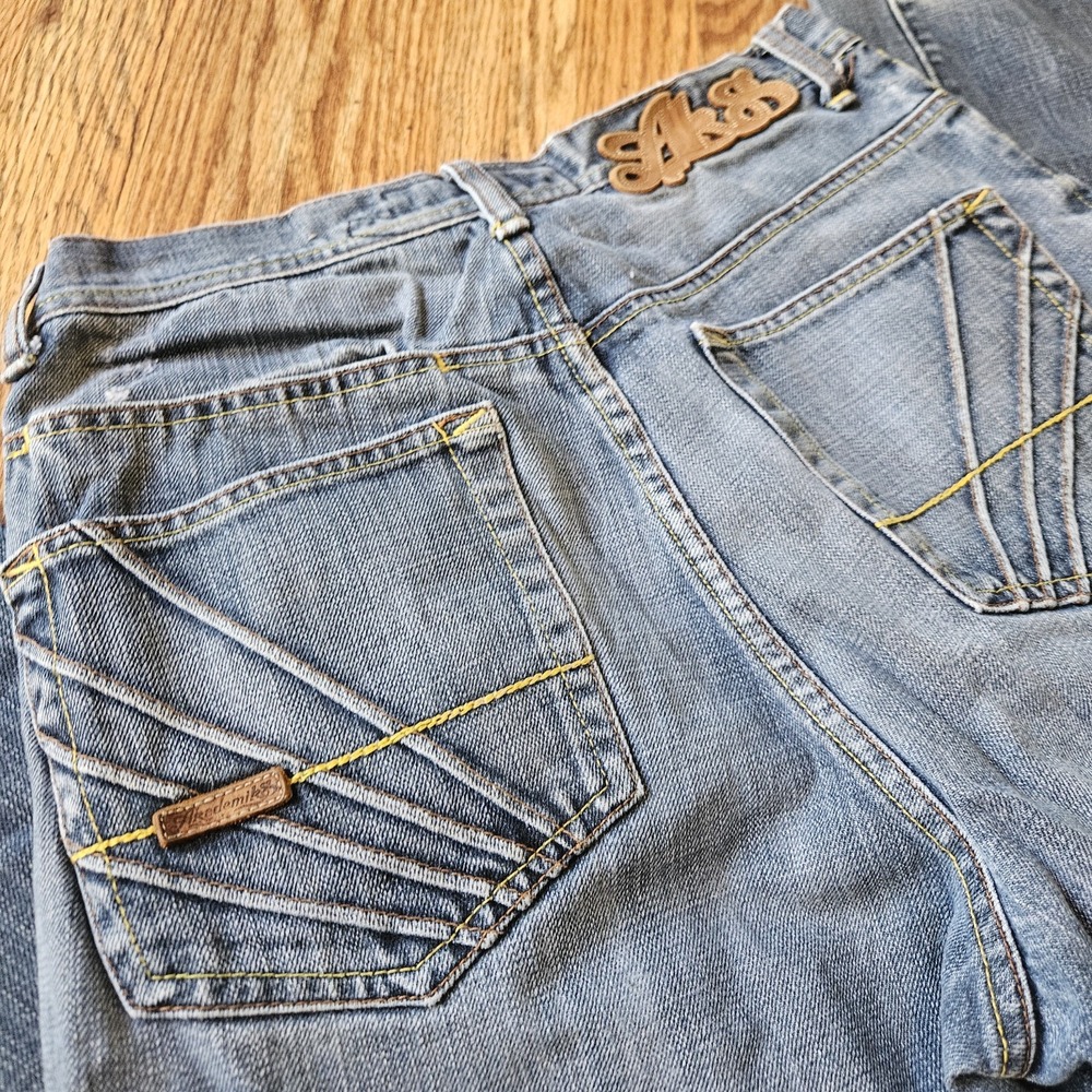 Y2K‎ Akademiks Medium Wash Baggy Embroidered Grunge Jeans Size 32 x 30 - Picture 10 of 16